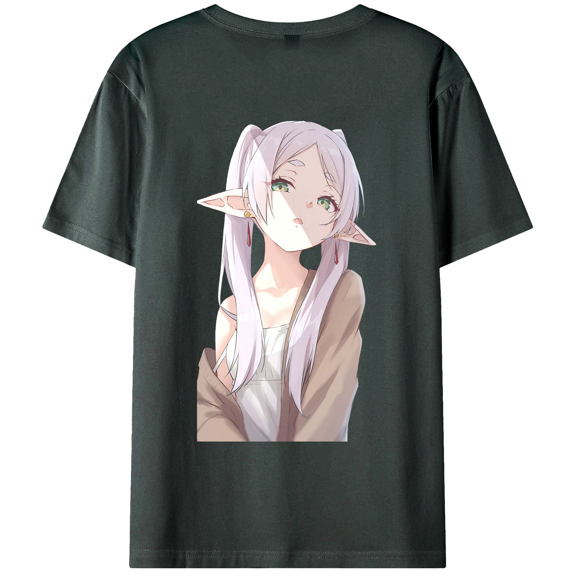 （画像用） 葬送のフリーレン Frieren 綿100％ メンズ半袖Tシャツ（バックプリント） 通気性
